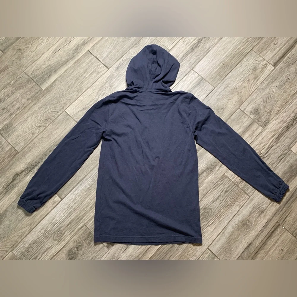 The North Face Mens Navy Blue Cotton Snap Henley Hoodie Pullover Lightweight S